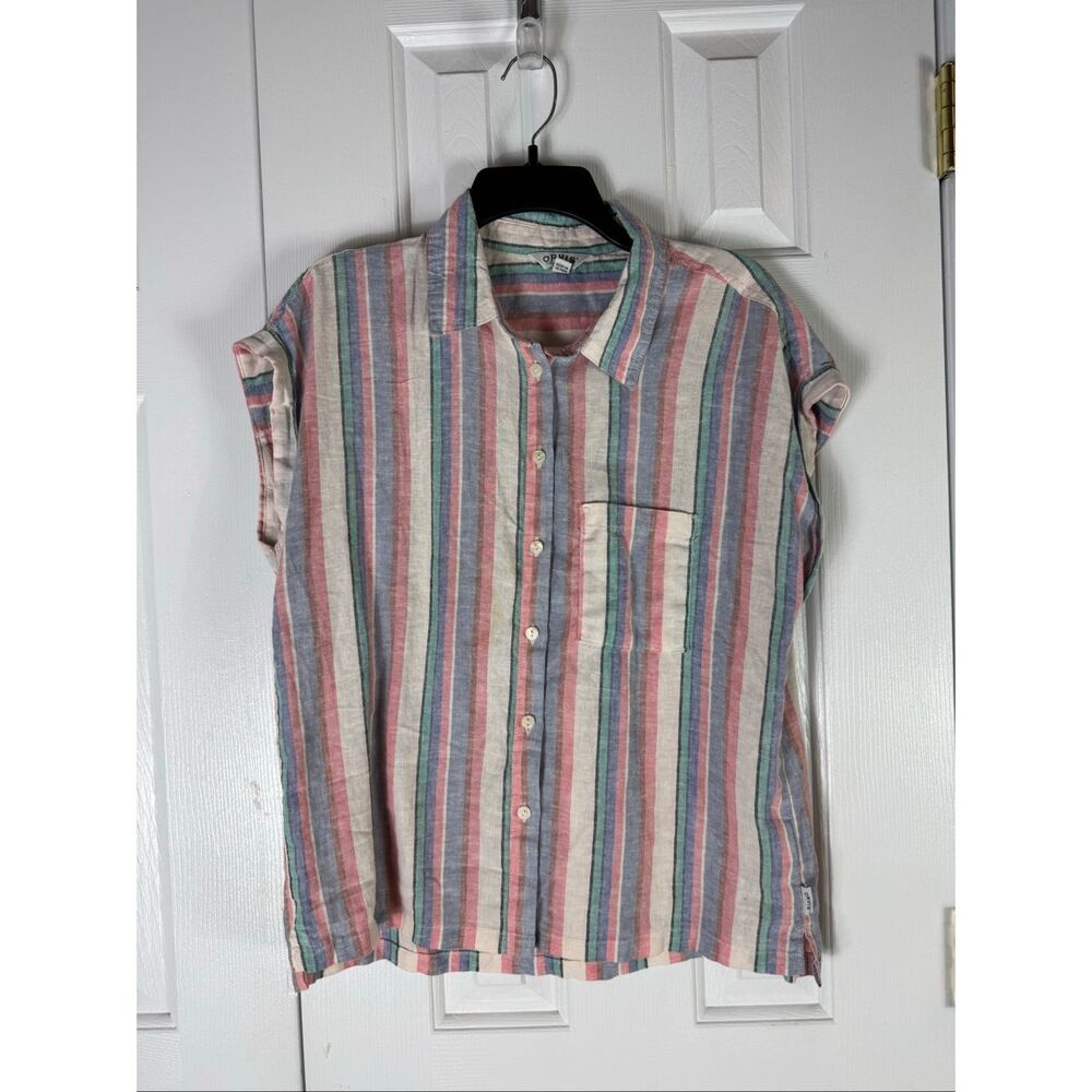 Orvis Womens Linen Button Up Shirt Size Small